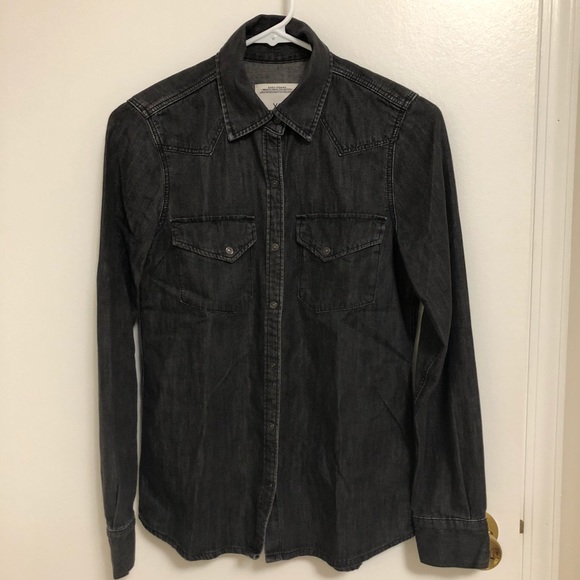 zara black denim shirt